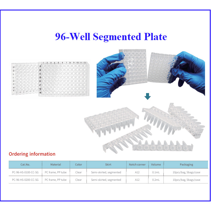 Đĩa PCR 96-well 0.1ml/0.2ml-có thể tách rời, 10 cái/túi, PCR Plate Segmented, Labselect LABTECH