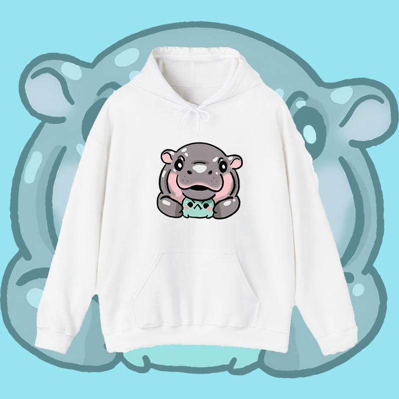 Dễ thương Moodeng hippo Bouncy Pig Áo Hoodie dài tay 03