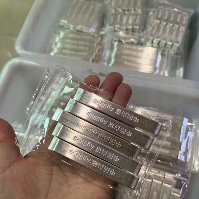 Đầu tư tiêu chuẩn quốc tế Thanh bạc Bạc nguyên chất S999 Đầu tư Quản lý tài chính Bộ sưu tập Quà tặng Bạc Sterling 100g Bạc Nguyên liệu Gạch bạc 11.27 * * * *-----