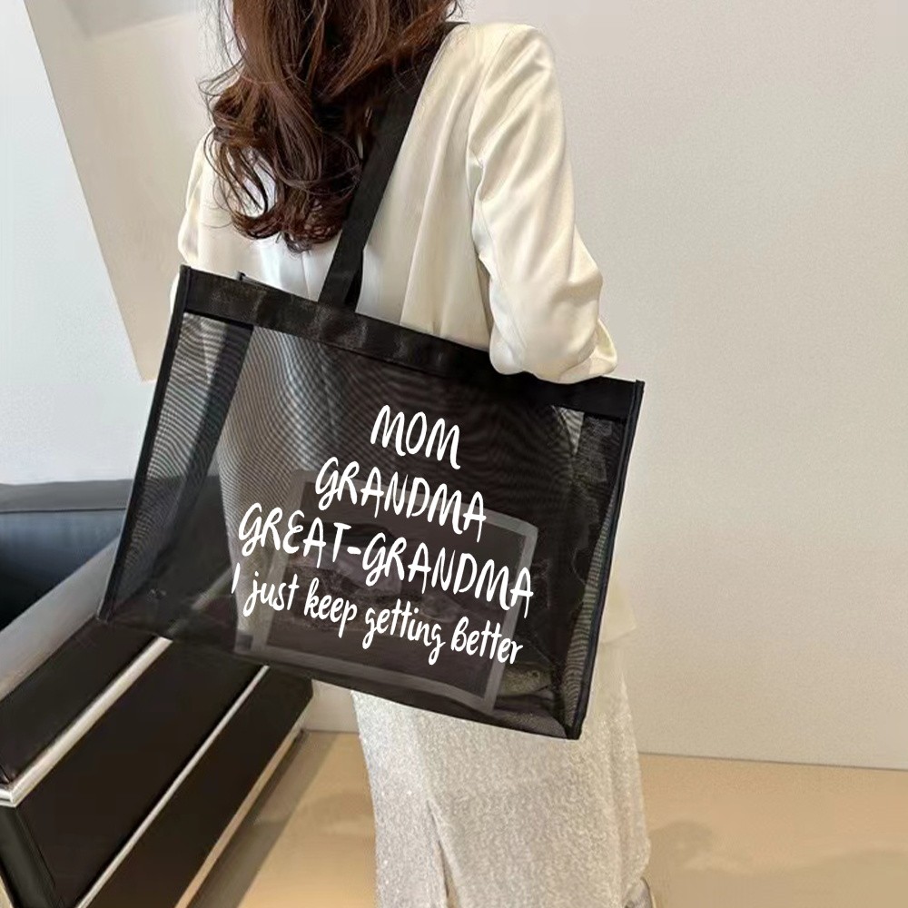 Tote Bags Women Wallets Travel Storage Bags Handbag Organizer Grid Package Grandma Printing Series