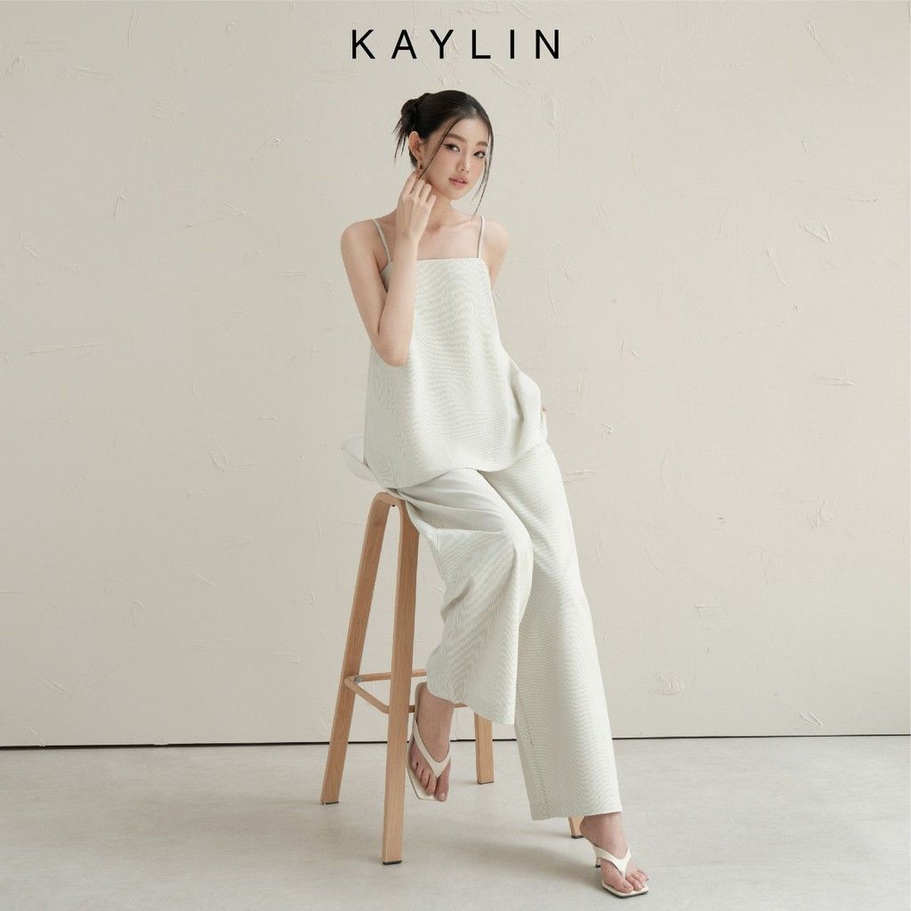 Set KAYLIN áo hai dây dáng suông phối quần ống rộng chất vải linen sọc phong cách Hàn quốc BST Tháng 10.2025 - SET75T10 | BigBuy360 - bigbuy360.vn