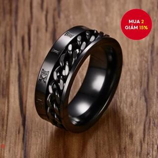  8mm Thép không gỉ Xoay Dây Xích Nhẫn La Mã Số Thiền Ban Nhạc Nam Trang Sức 