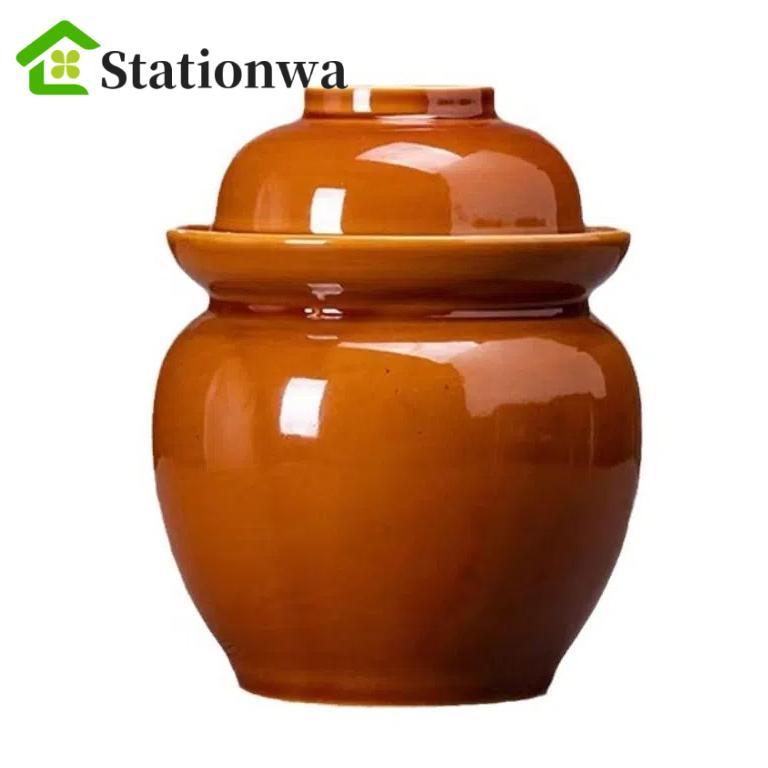 STATIONWA Hũ Dưa Hấu, Gốm Cũ Gốm Sứ, Bộ Sưu Tập Mini Trang Trí Bàn Thực Tế Sauerkraut Bảo Quản Nồi L