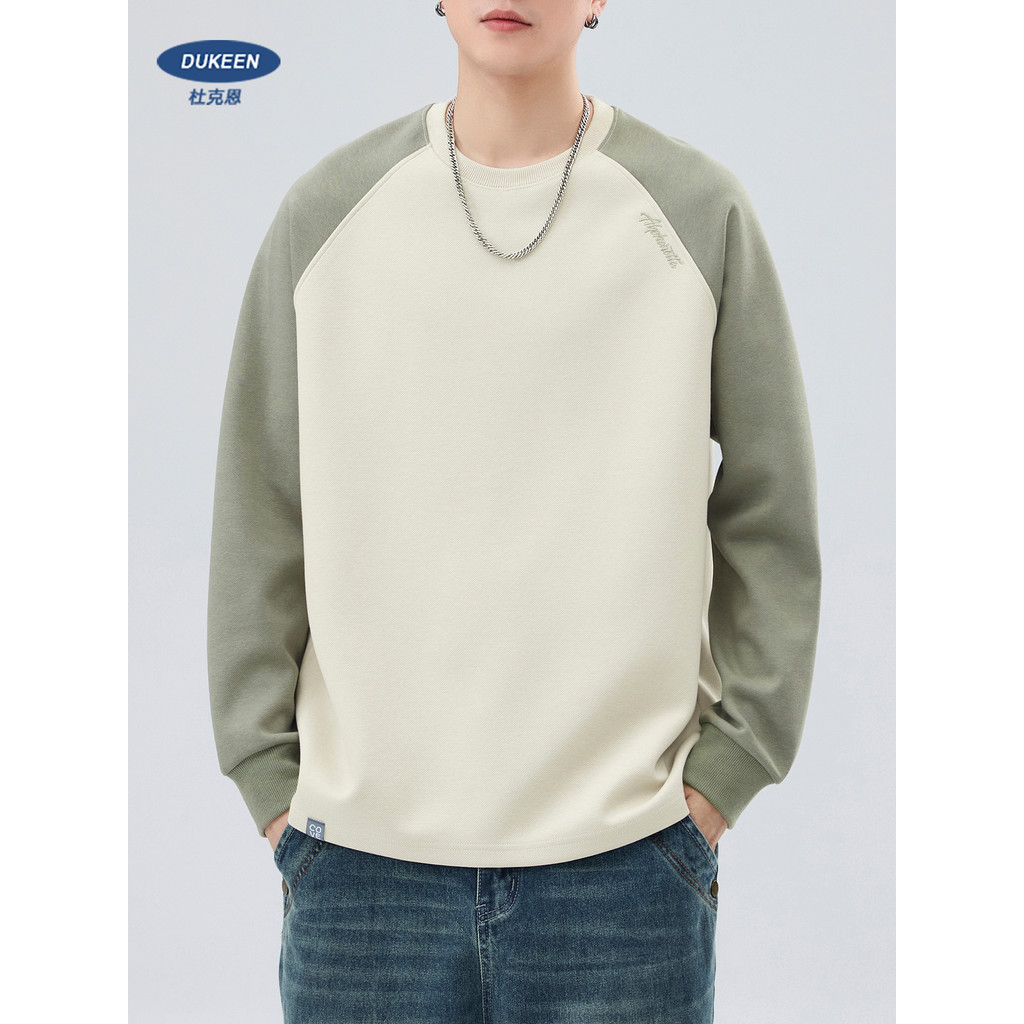 Dukeen 300G Áo Khoác Sơ Mi Dài Tay Raglan Màu Sắc Tương Phản, Thiết Kế Xuân Thu