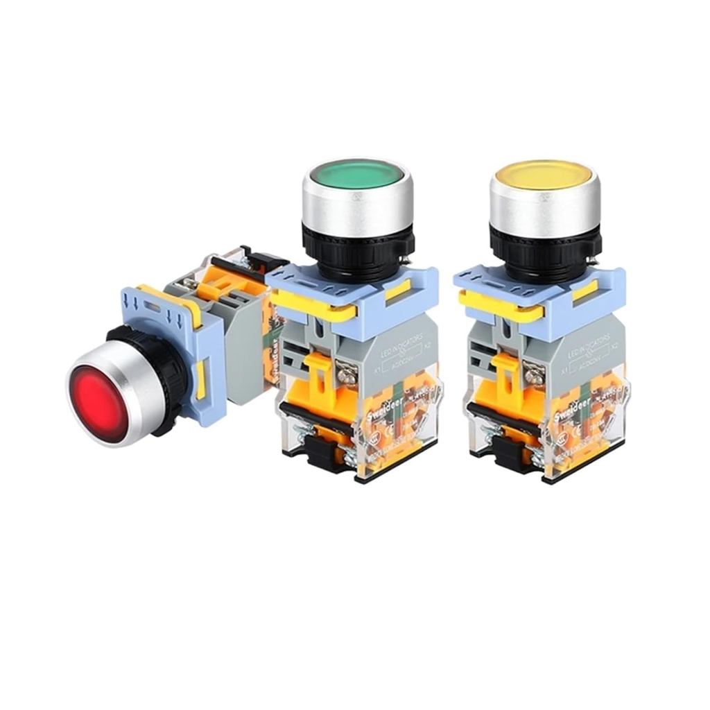 Công tắc nút nhấn chống nước có đèn LED 22mm Thiết lập lại tạm thời Công tắc nút nhấn nguồn tự phù h