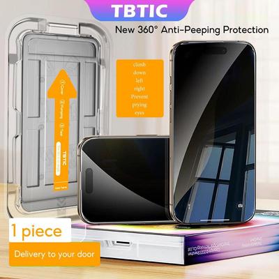 Bảo Vệ Màn Hình TBTIC Cho iPhone 16 15 14 13 12 11ProMax Pro XR X XSMAX Plus 16E 360 Độ Riêng Tư Điện Thoại Di Động Cường Lực Chống Nhìn Trộm Phim Màn Hình Bảo Vệ