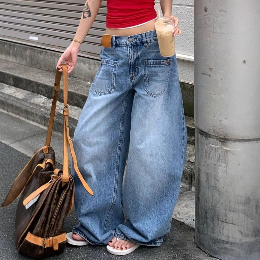 Quần Jean Oversize Y2K Hot Girl Style với Túi Ngược
