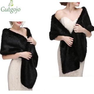 Khăn choàng GUTGOJO lông giả mềm màu trơn, phong cách Hàn Quốc cổ điển, giữ ấm vai, phù hợp mùa thu đông