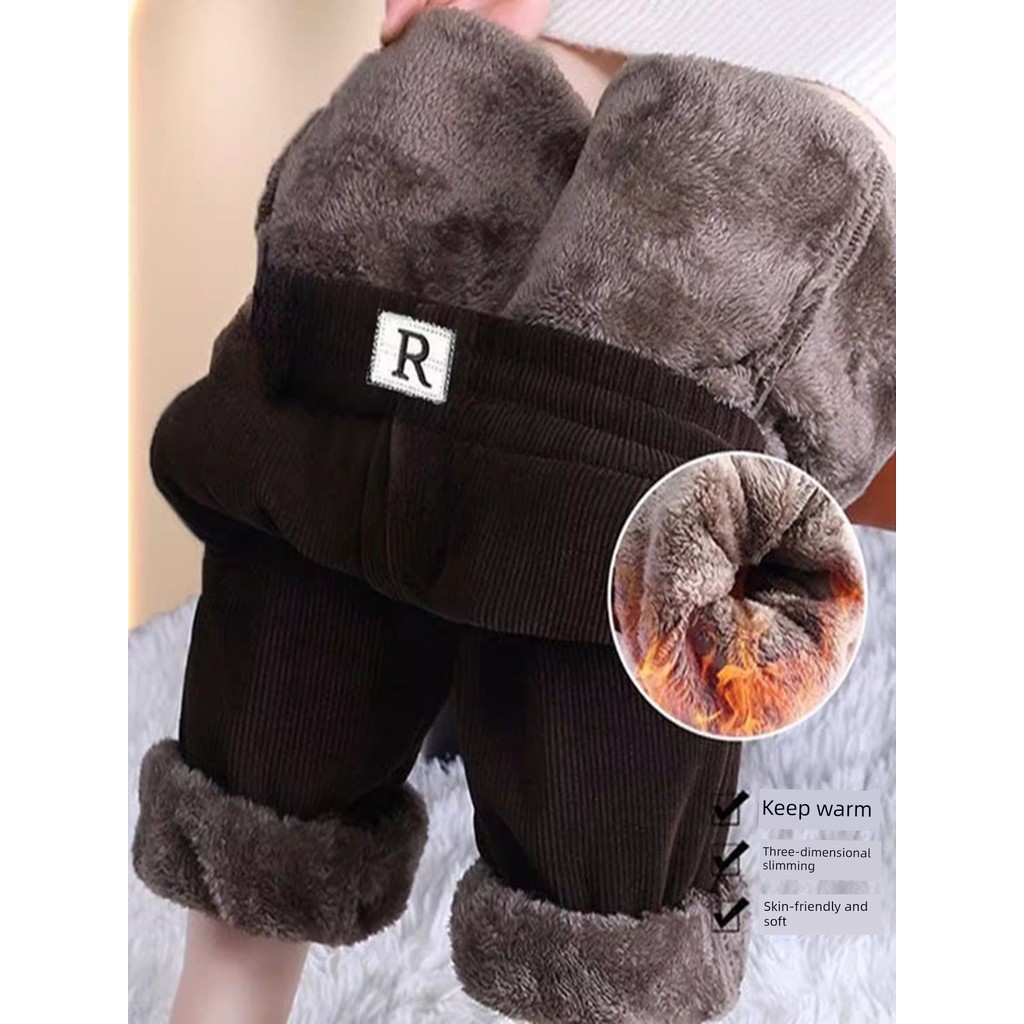 quần nỉ lót lông nữ quần nỉ Quần harem dày dặn lót nhung quần dài thường ngày cạp cao ống nhỏ rộng r