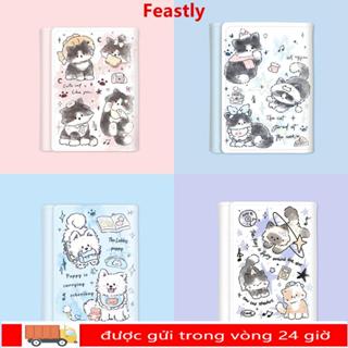 Thẻ tín dụng FEASTLY Holoder, 3 lần Ví đựng tiền xu cho chó mèo con dễ thương, Ví da PU Mini phong cách INS Túi đựng tiền cho bé gái Quà tặng học sinh