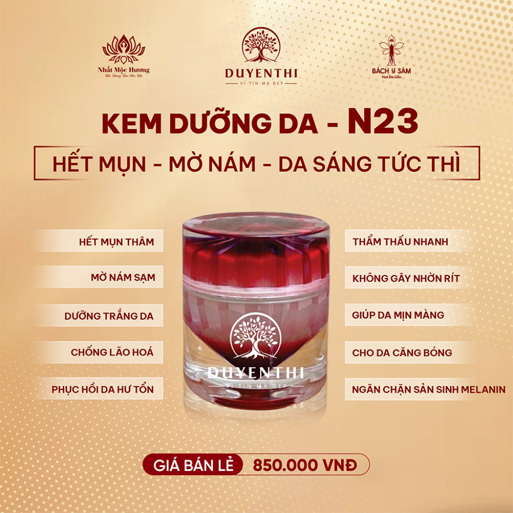 Kem N23 Duyên Thị Bách Y Sâm - Cấp Ẩm, Làm Trắng Da Và Mờ Nếp Nhăn Hộp 15Gr