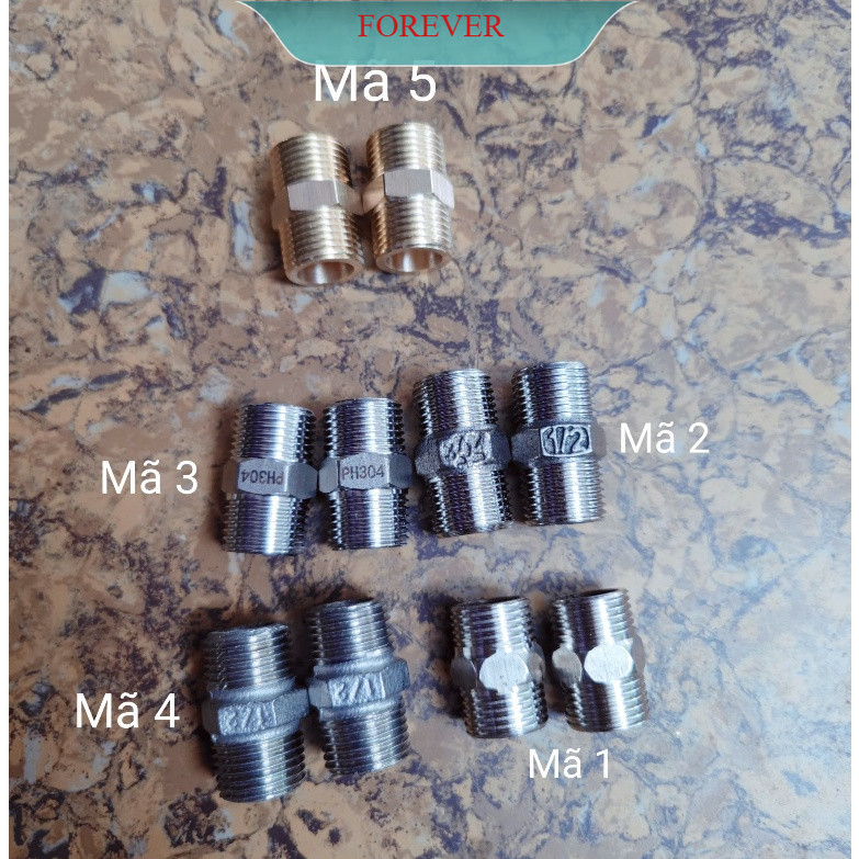 Kép ren 21, Nối hai đầu ren ngoài, Kép ren ngoài inox 21 (201/304) - Kép đồng 21 - Giá sỉ