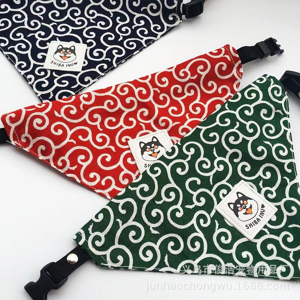 Handmade Nhật Bản Cổ Điển Tangcao Họa Tiết Shiba Inu Lớn Nhỏ Chó Akita Inu Tam Giác Khăn Nước Bọt Kh