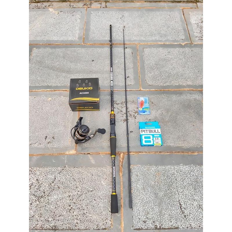 Combo Cần Lure  shimano  ceres   cần  Đứng + Máy  AC2000 Tặng Kèm dây pe + nhái hơi + khóa link snap
