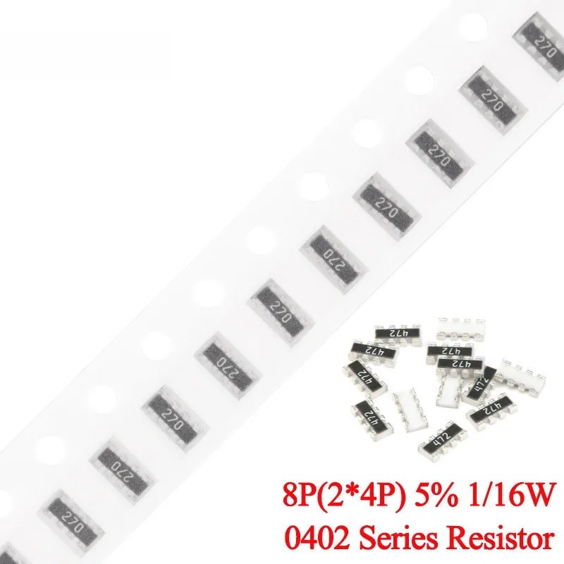 100 Chiếc 0402 Điện Trở Mạng 5% 8P 2x4P 1 / 16W 0 30 33 51 56 68 75 82 100 220 470 1K 1.5K 2K 5.1K 6