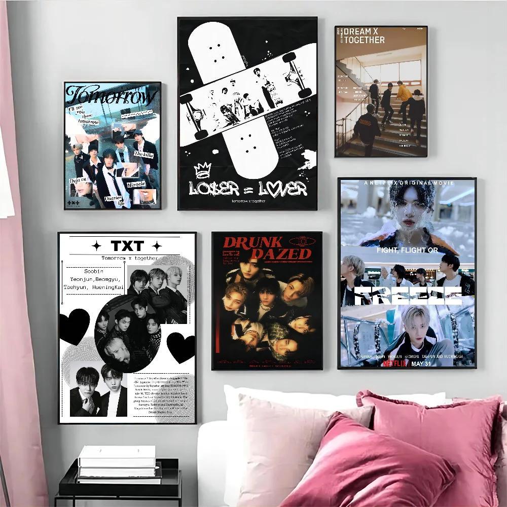 Poster Kpop Hàn Quốc phong cách cổ điển TXT cho trang trí quán bar, cafe và tường phong cách Bắc Âu