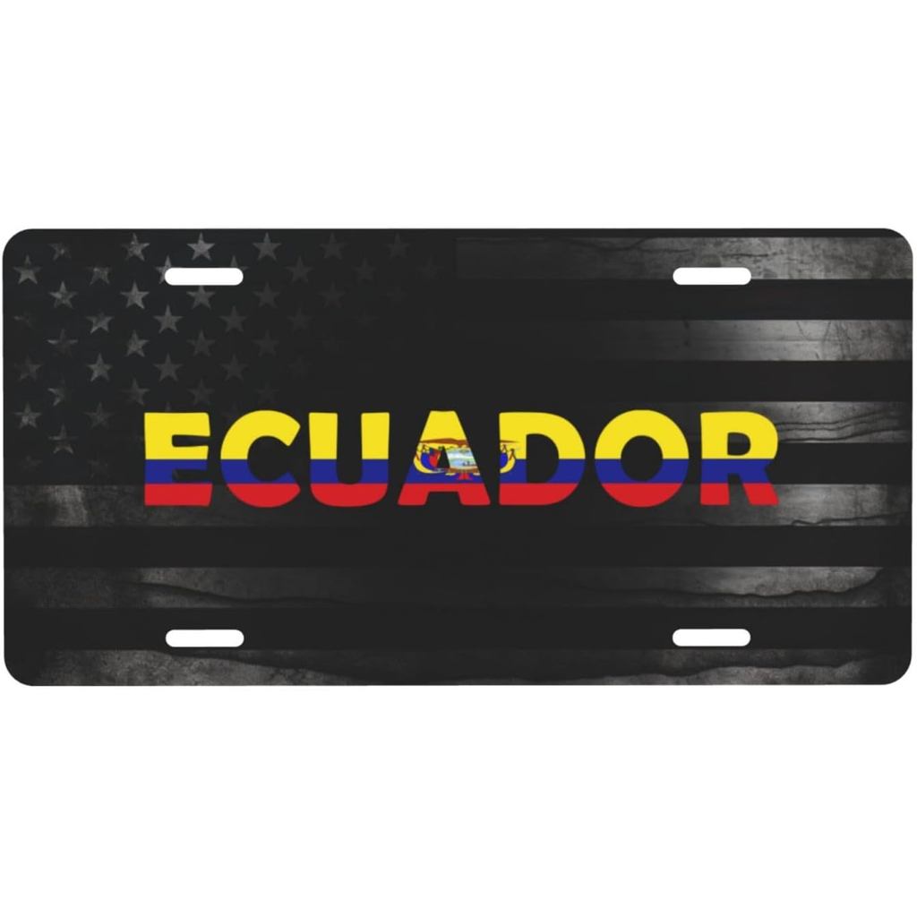 Cờ Ecuador Văn bản Ecuador Word Art Cá tính Biển số nhôm phía trước Thích hợp để chơi ngoài trời 6 X