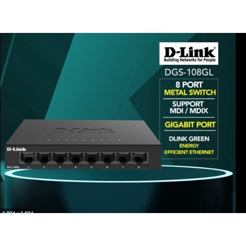 Thiết Bị Chia Mạng Switch DLink 8 Port DGS-108GL ( Vỏ Kim Loại ) Gigabit 10/100/1000Mbps