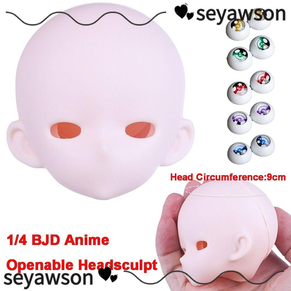 SEYAWSON 1 / 4 BJD Anime Headsculpt, PVC Trắng Da Bjd Baby Head, Bjd Phụ Kiện Có Thể Mở Anime-Style 