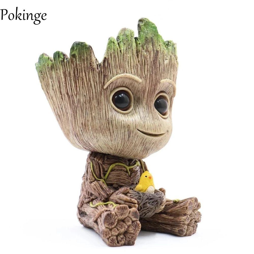 POKINGE Cây Người Groot Mô Hình Ngồi Hình Đồ Chơi Mini Groot Hình Đồ Chơi Avengers Marvel Mô Hình Bú