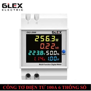 Công tơ điện tử 1 pha GILEX 100A 220V độ chính xác cao đo 6 thông số màn hình màu lắp đặt dễ dàng