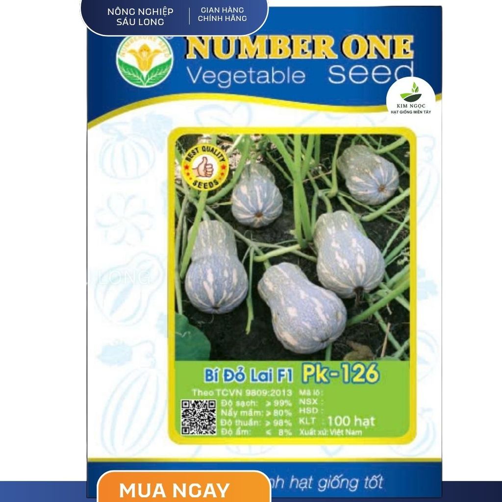 Hạt Giống Bí Đỏ Lai F1 Pk-126 NUMBER ONE (100 HẠT)-Cây sinh trưởng khỏe, sai trái, trái hình hồ lô, 