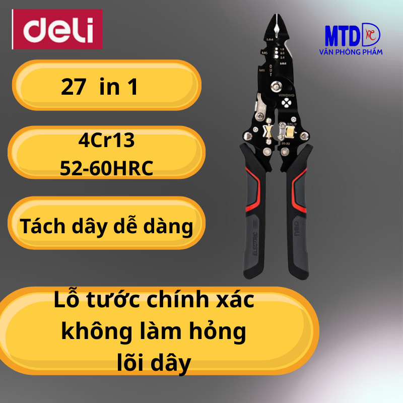 Kìm tuốt dây điện đa năng chắt lượng  cao Deli 27 trong 1 DL383014 -HÀNG CHÍNH HÃNG