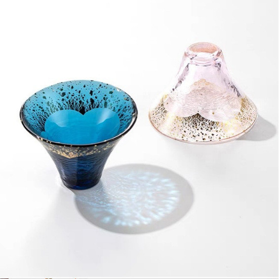 Ly rượu Sake thủy tinh Fujiyama phong cách Nhật Bản - Ly rượu Mini cao cấp pha lê vàng