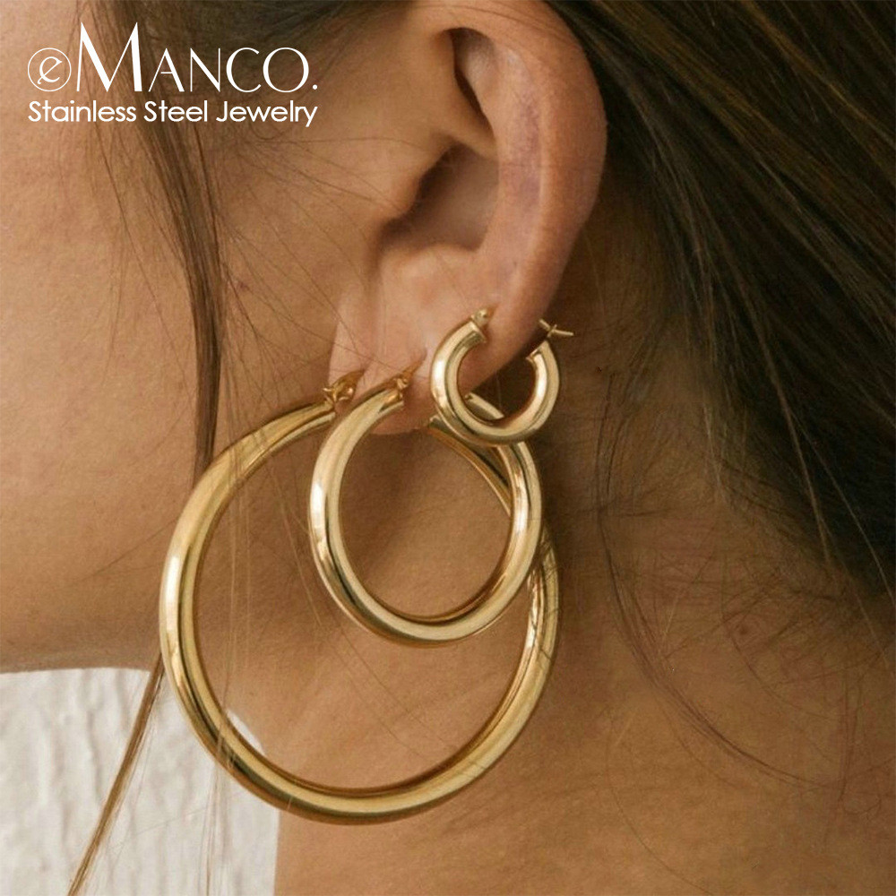 Earings Emanco - Earings Hình Tròn Simplicity, Phong Cách Âu Mỹ, Chất Liệu Inox Cho Nữ