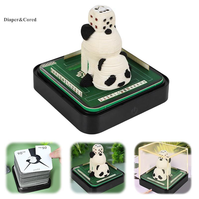 Lịch để bàn DIAPER & CORED 2026 có đèn LED Mahjong King 3D Lịch xé giấy Khắc nghệ thuật Memo Pad Not