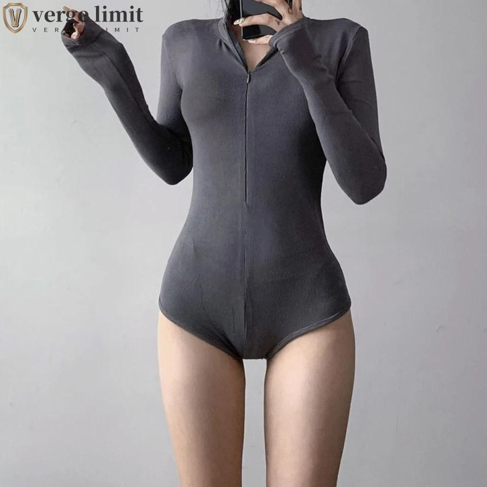 VERGE LIMIT Bodysuit cổ dài tay đứng form slim fit, phù hợp tập yoga và gym