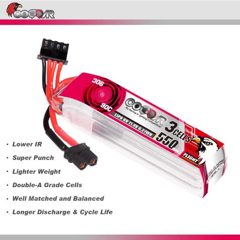 Pин sạc lipo 550mAh 3S 11.4V 90C cho máy bay điều khiển từ xa