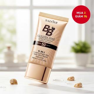  Kem nền BB SADOER Gold Snail bảo vệ da khỏi tia UV, che khuyết điểm, dưỡng ẩm và chống nắng SPF50+PA+++ 40g