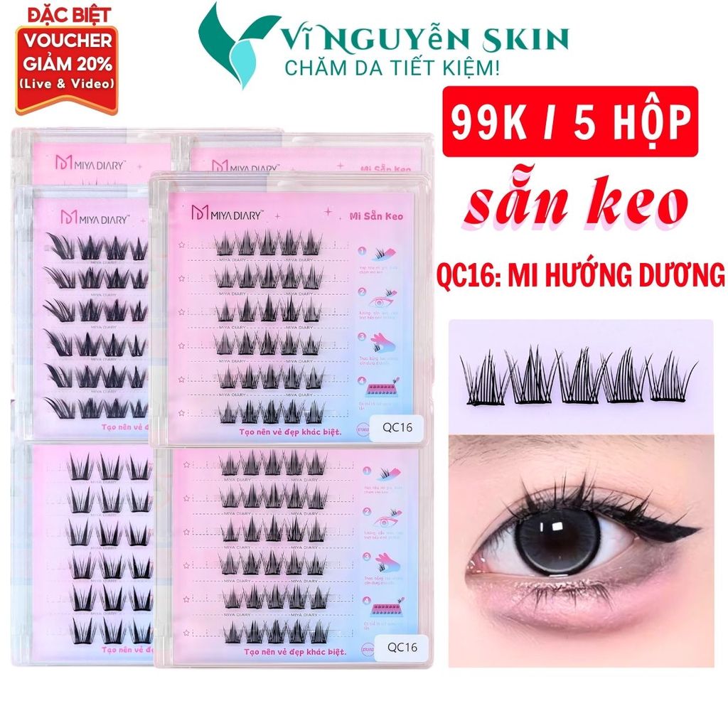 Lông Mi Giả SẴN KEO 99K/5 hộp, Mẫu Mi Hướng Dương, Có Thể Tái Sử Dụng Mềm Mại Tự Nhiên