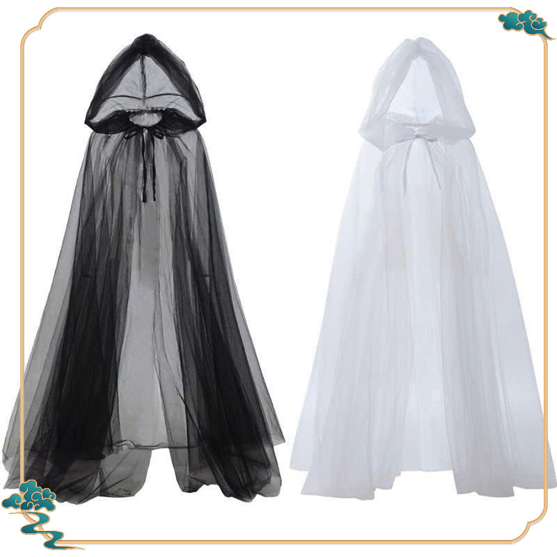 áo khoác voan dài trùm đầu cho cô dâu chụp concept , chụp studio , đóng phim , đi tiêc halloween  - 