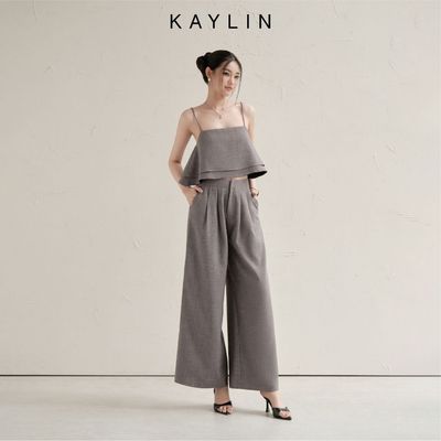 Set KAYLIN croptop hai dây phối quần suông lưng cao chất vải Tweed phong cách trẻ trung BST Tháng 10.2025 - SET72T10
