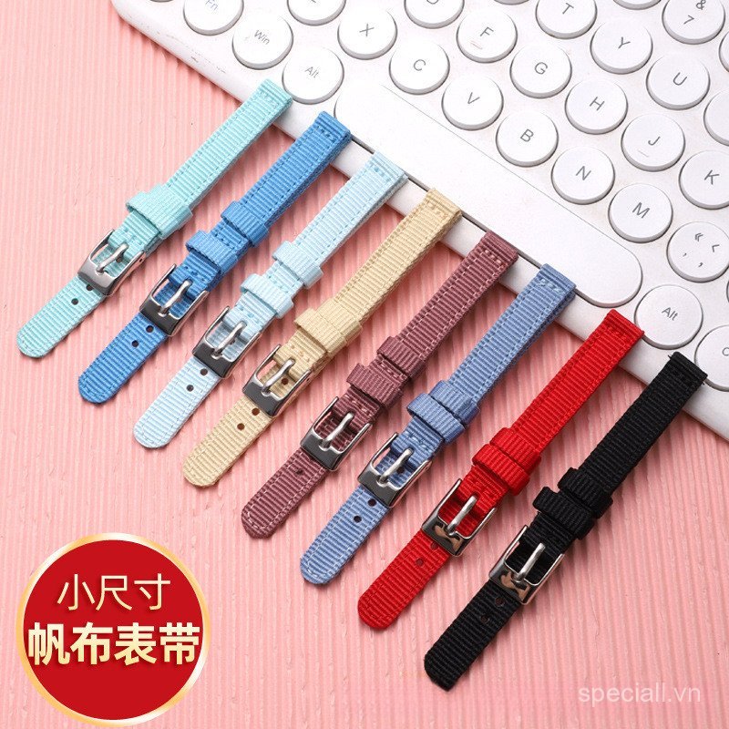 Dây đeo đồng hồ Nylon 8mm 10mm 12mm cho Lola Rose, Dây đeo vải nhỏ bền bỉ thay thế cho đồng hồ nữ