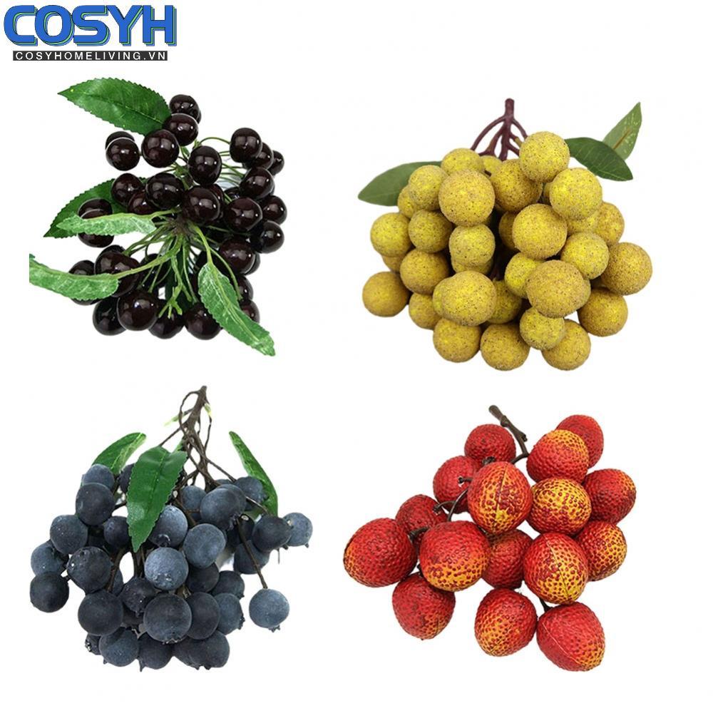 <cosyh>Artificial Fruit Set for Home Display Longan Lychee Blueberry Cherries