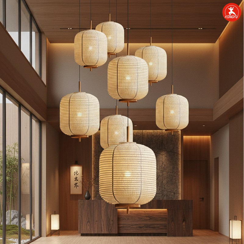 Đèn Chiếu Sáng Bằng Giấy Led Hiện Đại, Đèn Chùm Phong Cách Wabi-sabi, Đèn Trần Thả Noguchi Kiểu Nhật