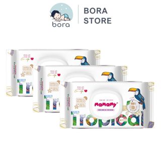 Combo 3 khăn ướt Mamamy Tropical không mùi gói 90 tờ