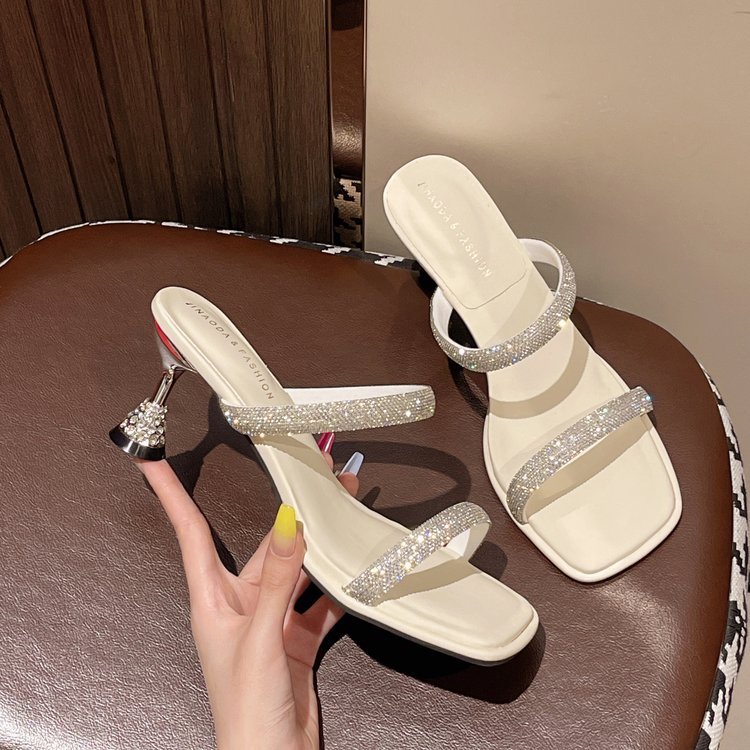 5 centimeter women's high heels luxurious women's high heels Dép cao gót cổ tích đính đá đẹp