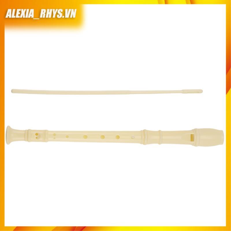 [VNG4] Máy ghi sáo 8 lỗ bằng nhựa màu trắng kem có que làm sạch
