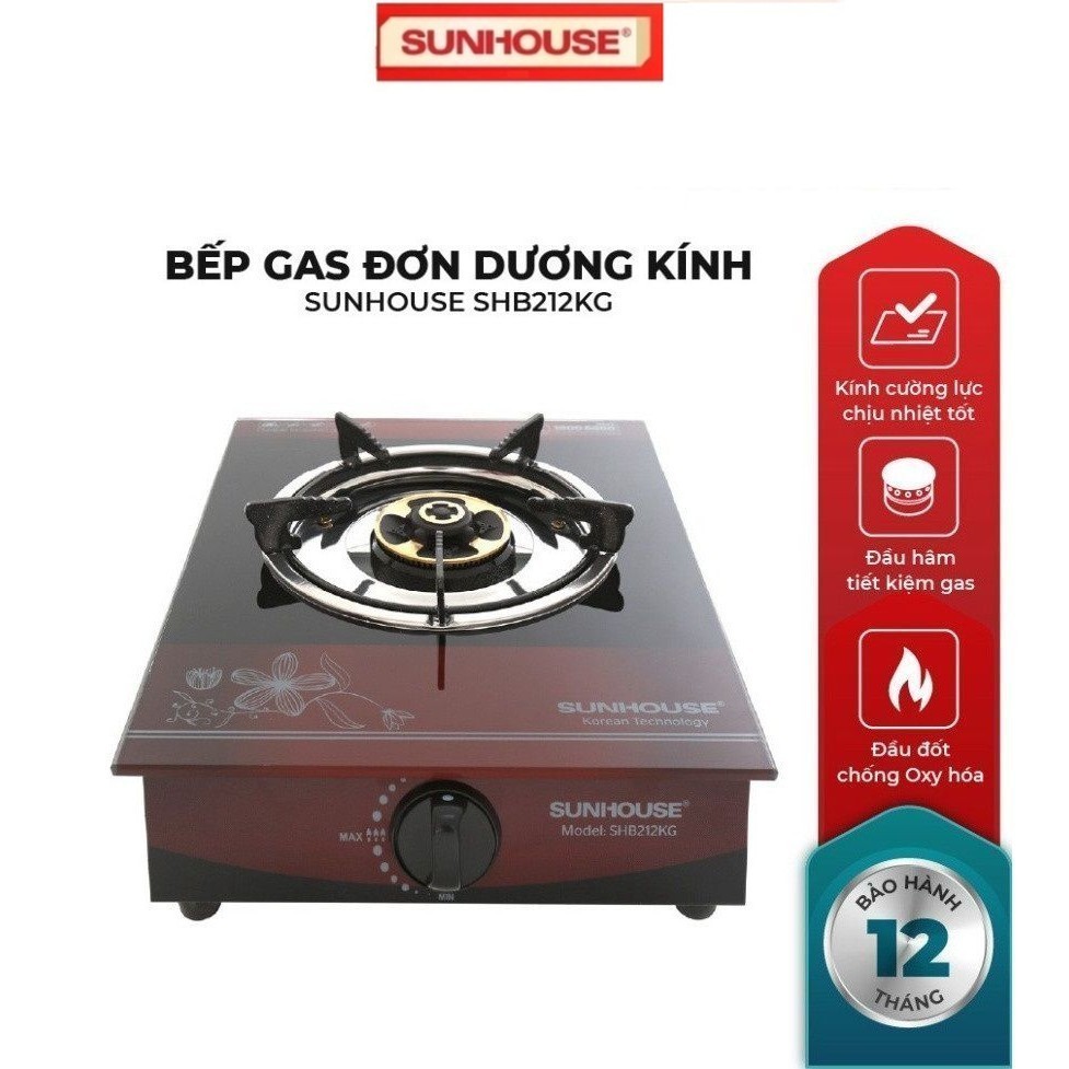Bếp gas đơn dương kính sunhouse SHB212KG