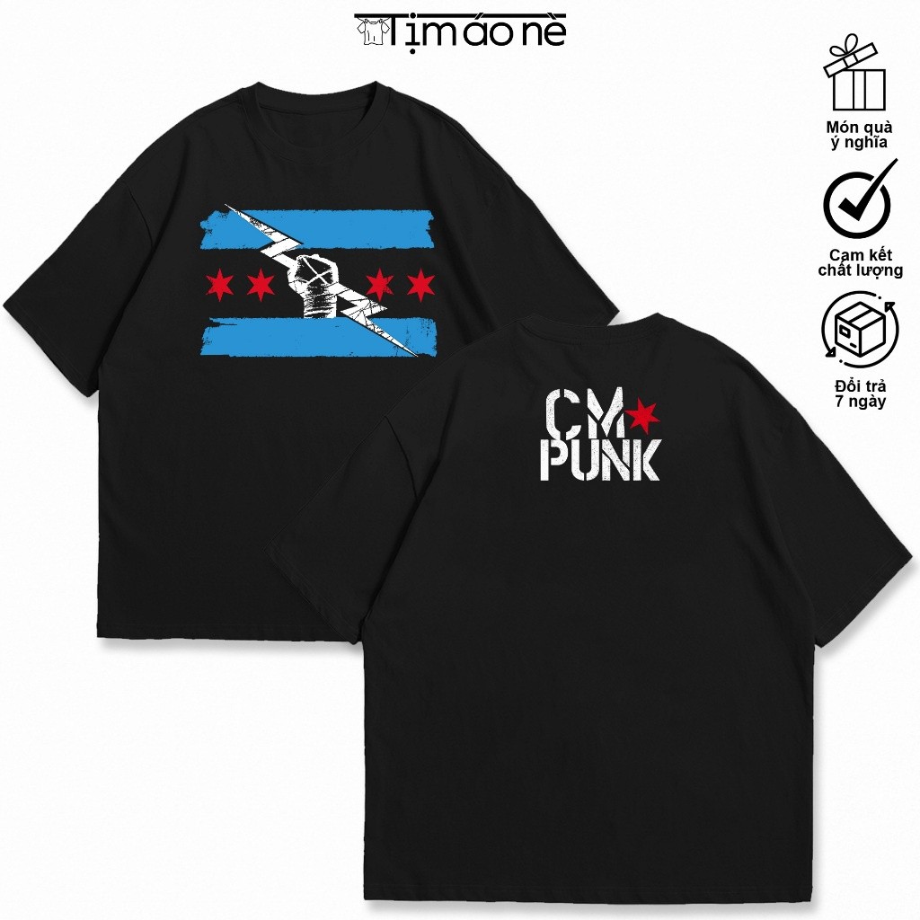 Áo Thun CM Punk Đô Vật Mỹ, Áo CM Punk Cho Fan WWE, Áo Đô Vật Mỹ Logo 2 Mặt. Áo Thun Cotton Nam Nữ