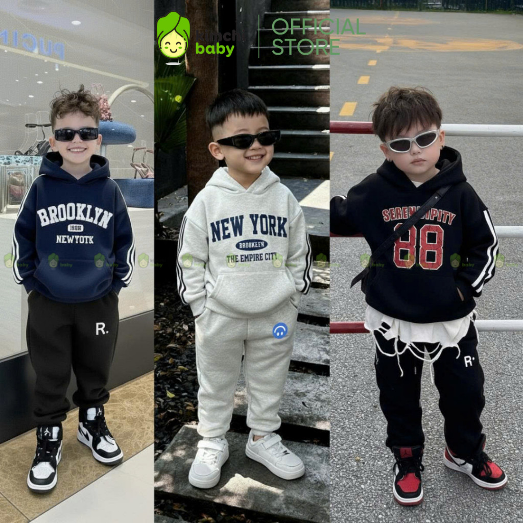 [10-29KG] Áo Hoodie Cao Cấp Cho Bé Trai, Bé Gái KIMCHIBABY Vải Nỉ Bông 330gsm Dày Mịn Ấm Họa Tiết Th