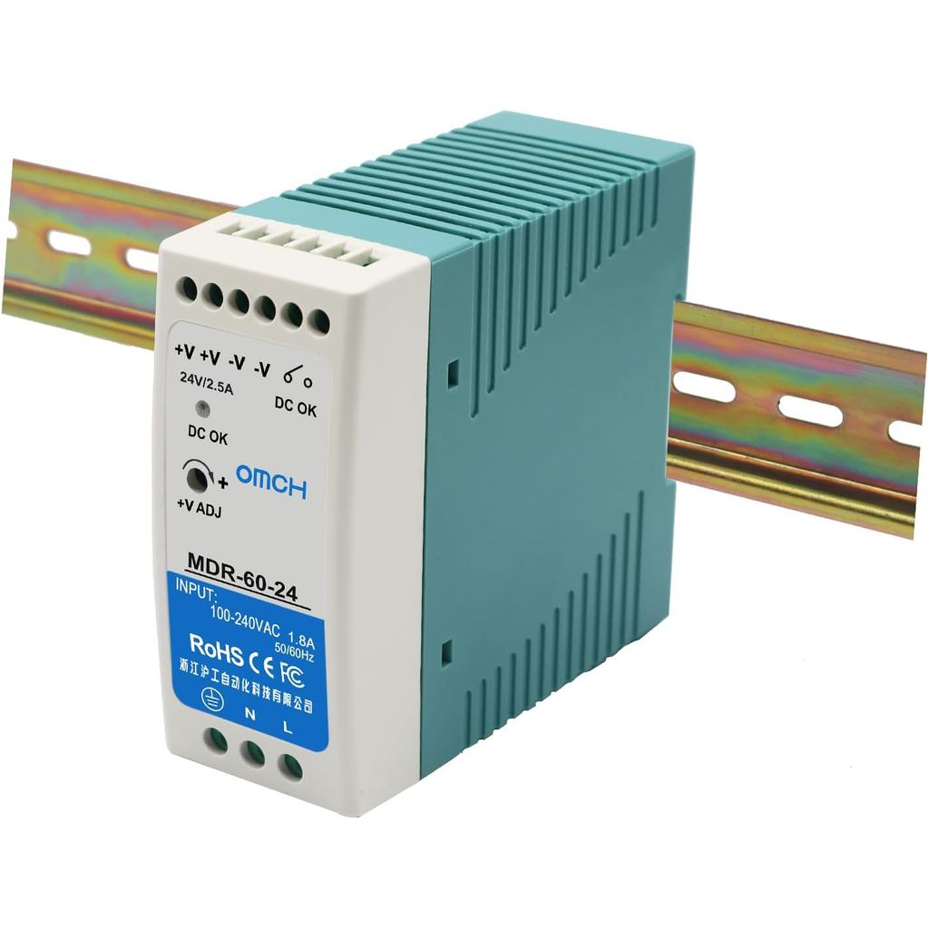 Bộ nguồn DIN-Rail MDR-60-24, 24V DC, 60W, 2.5Amp Hiệu quả cao và đáng tin cậy (MDR-60-24)