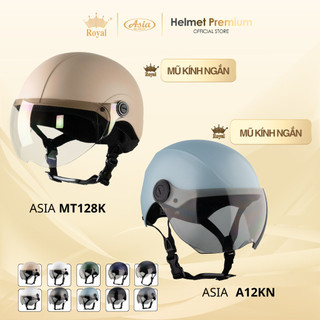  Mũ Bảo Hiểm Nam Nữ Nửa Đầu Series Asia A12KN Và MT128K Có Kính Màu Trà Vỏ Nhựa Abs Sơn Tĩnh Điện 