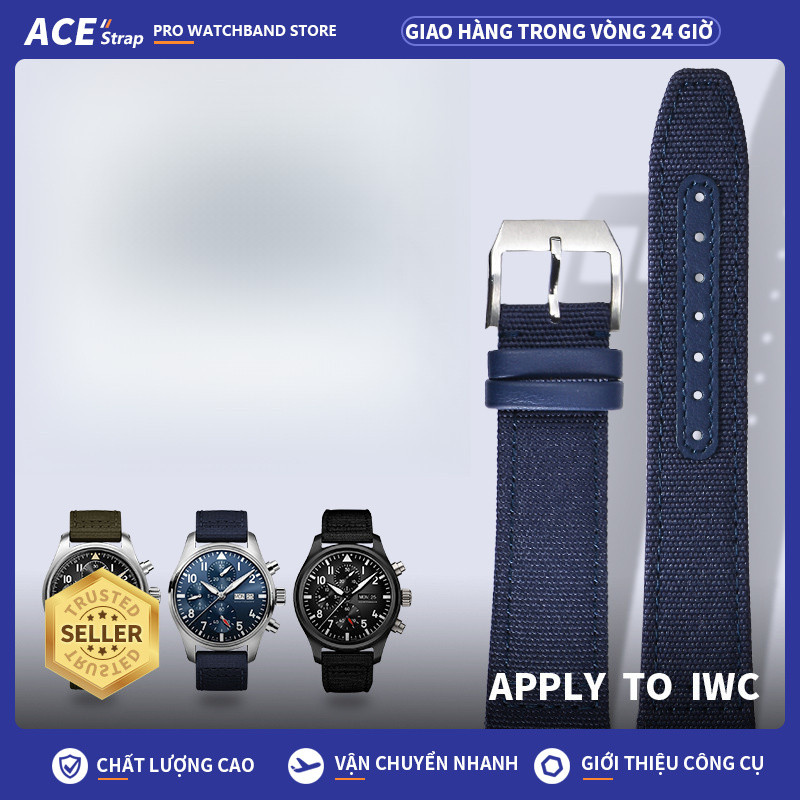 Áp dụng cho IWC Pilot Mark XVIII / Portugieser / Portofino, Dây đeo đồng hồ thay thế bằng vải Nylon 
