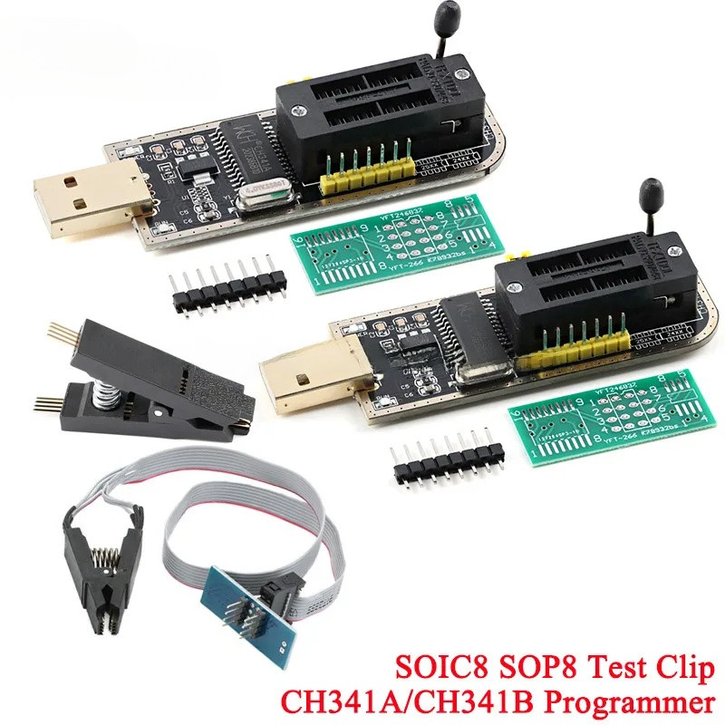CH341A CH341B 24 25 Series EEPROM Flash BIOS Mô-đun lập trình USB SOIC8 SOP8 SOP 8 Kẹp kiểm tra EEPR