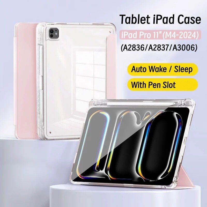 Dành Cho iPad Pro 11 inch 2024 M4 Có Giá Đỡ Bút Chì Bảo Vệ Cho iPad Pro 11 "M4 / M5 Ốp điện thoại Tr